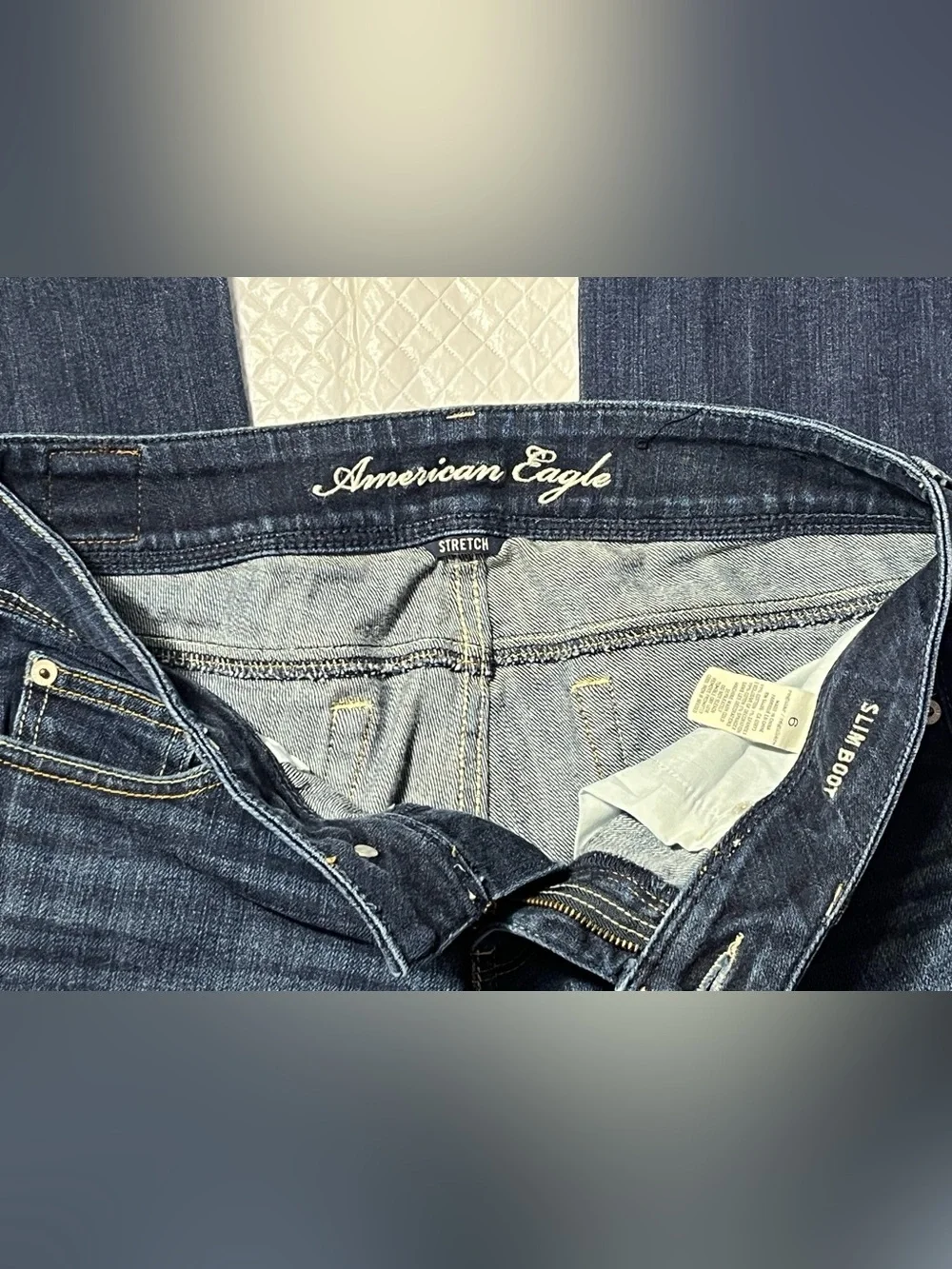 American Eagle Outfitters Women'sSize 6 Stretch Slim Boot Cut Jeans - Dark Blue